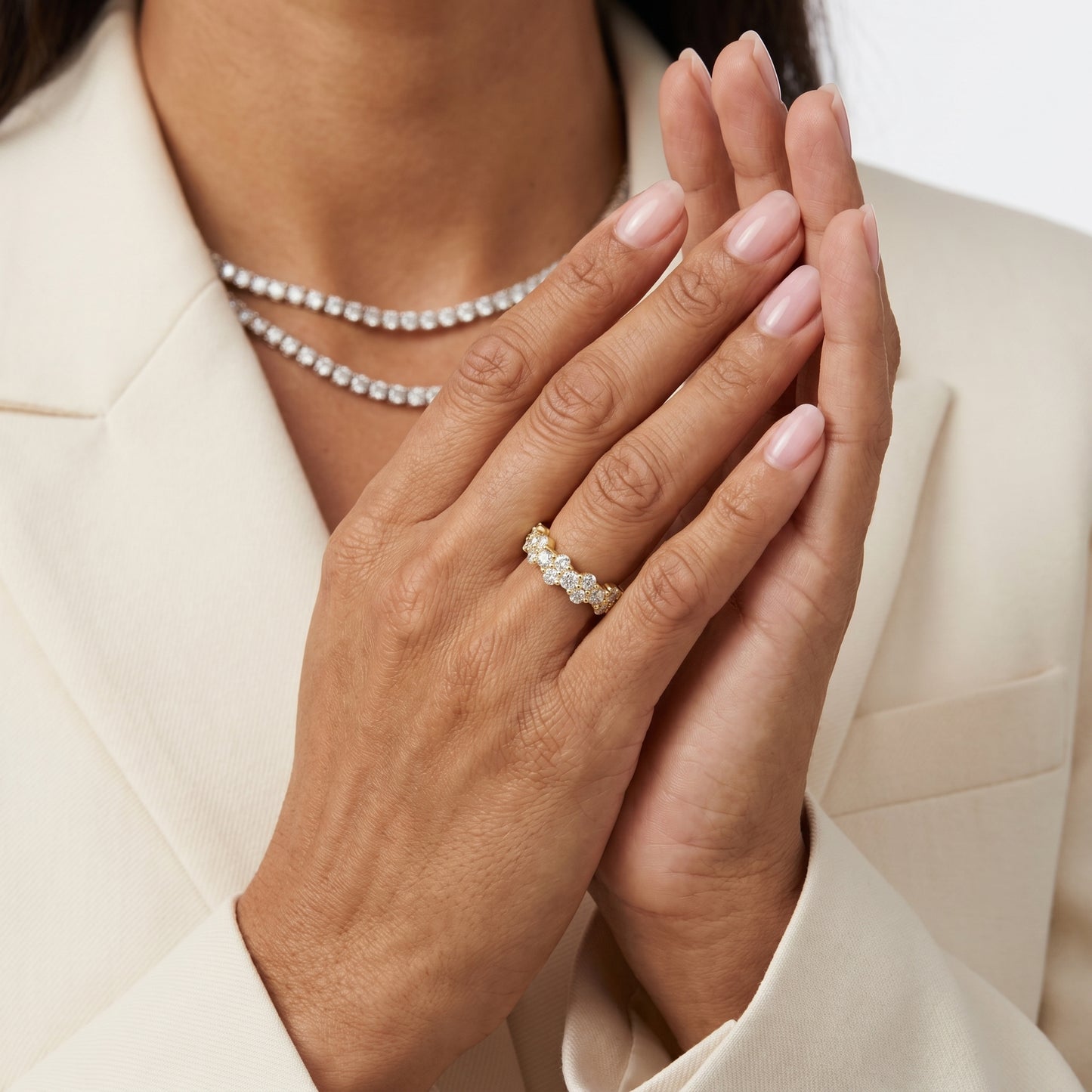 Round Cut Lab Grown Diamond Ring in Yellow Gold