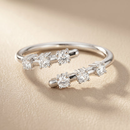 Round Cut Lab Grown Diamond Ring in Silver