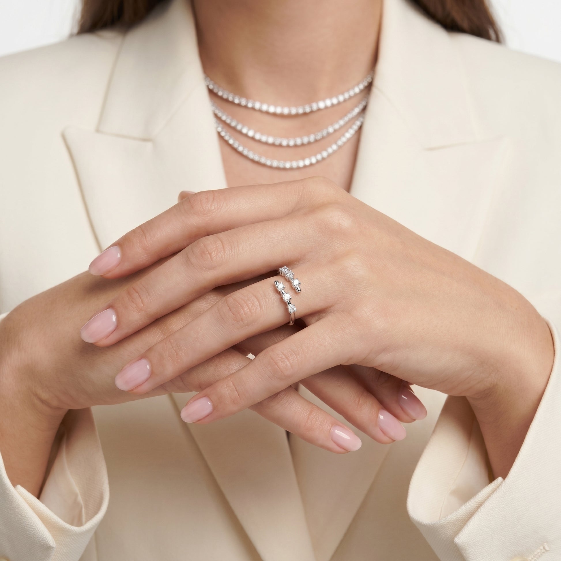Round Cut Lab Grown Diamond Ring in White Gold