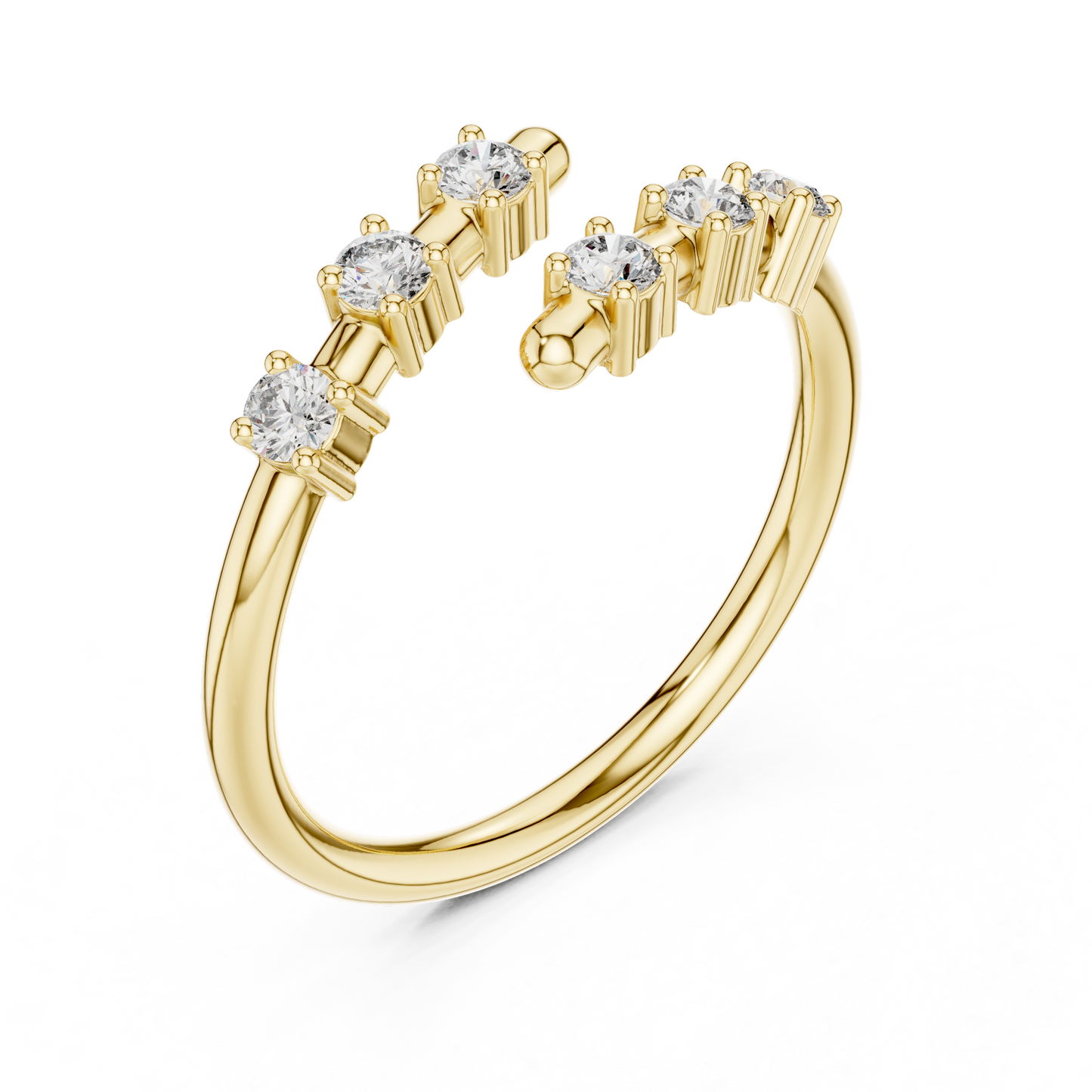 Round Cut Lab Grown Diamond Ring in Yellow Gold