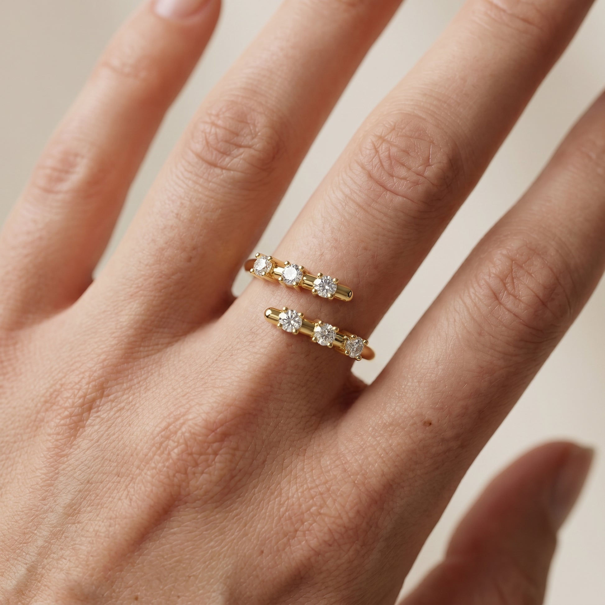 Round Cut Lab Grown Diamond Ring in Yellow Gold