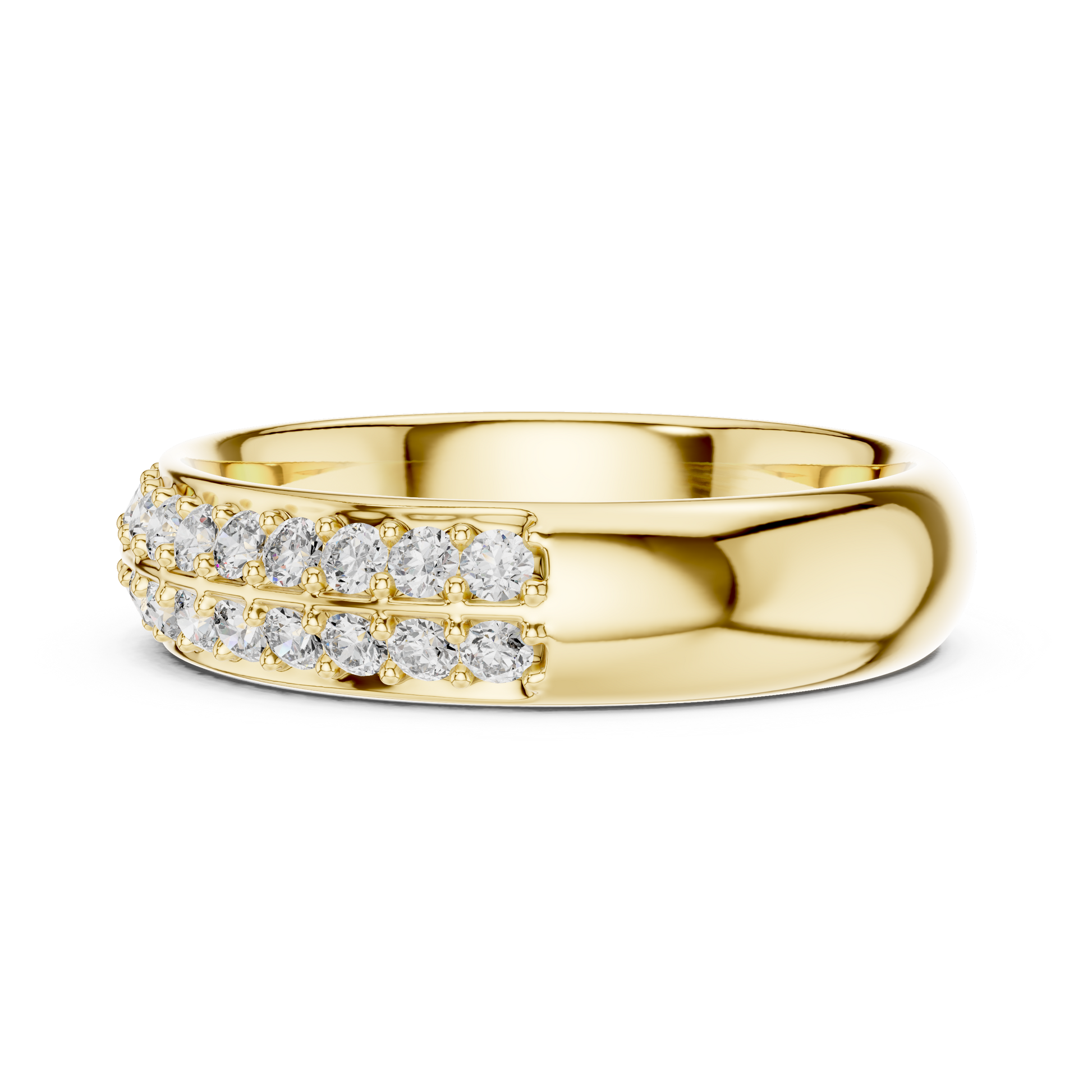 Round Cut Lab Grown Diamond Ring in Yellow Gold