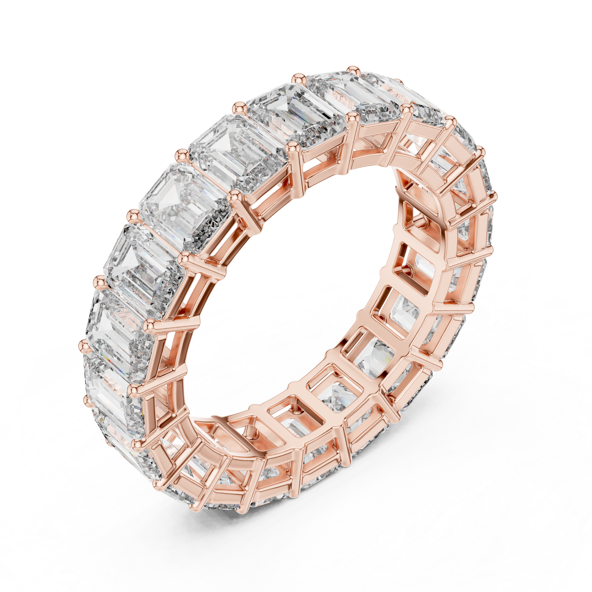 Emerald Cut Lab Grown Diamond Ring in Rose Gold