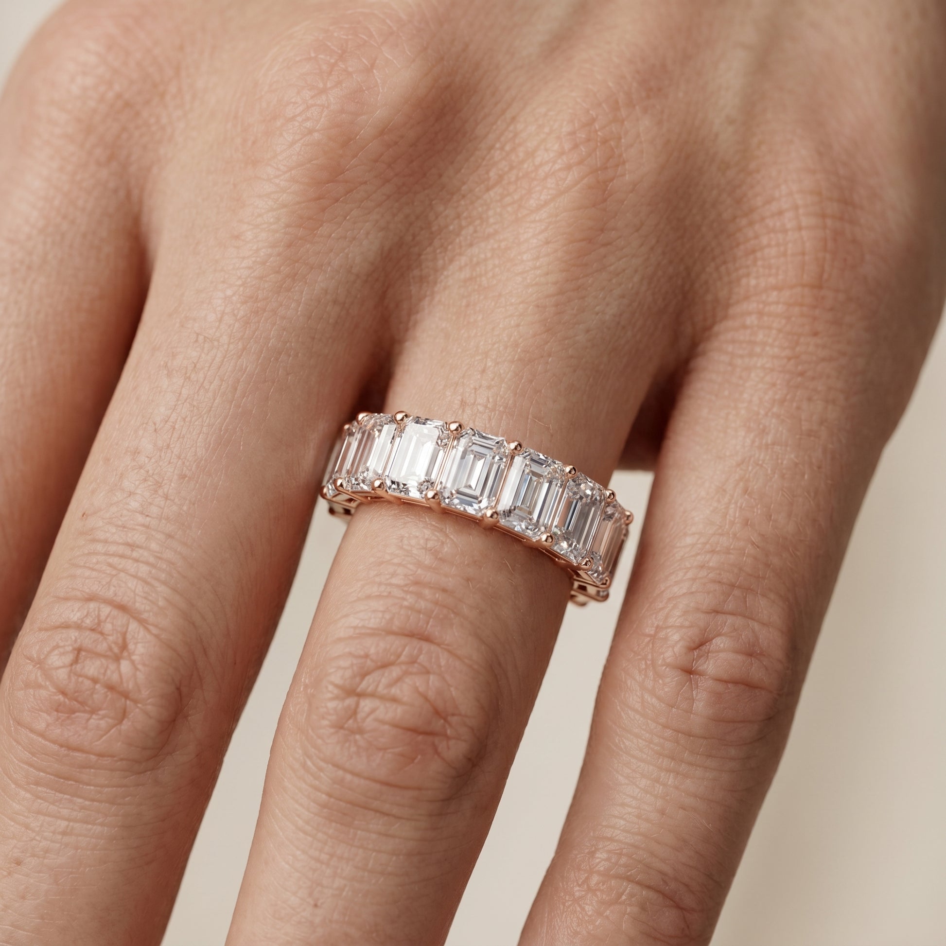 Emerald Cut Lab Grown Diamond Ring in Rose Gold