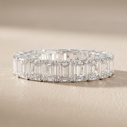 Emerald Cut Lab Grown Diamond Ring in White Gold