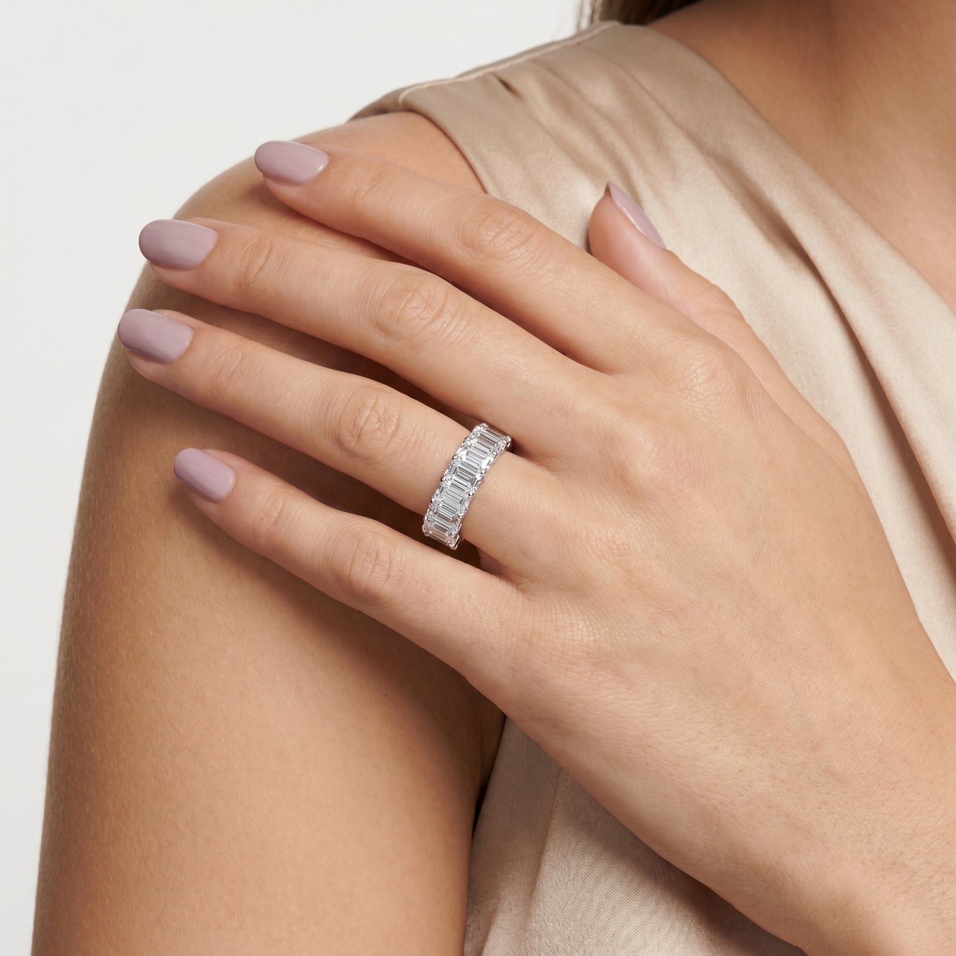 Emerald Cut Lab Grown Diamond Ring in Silver