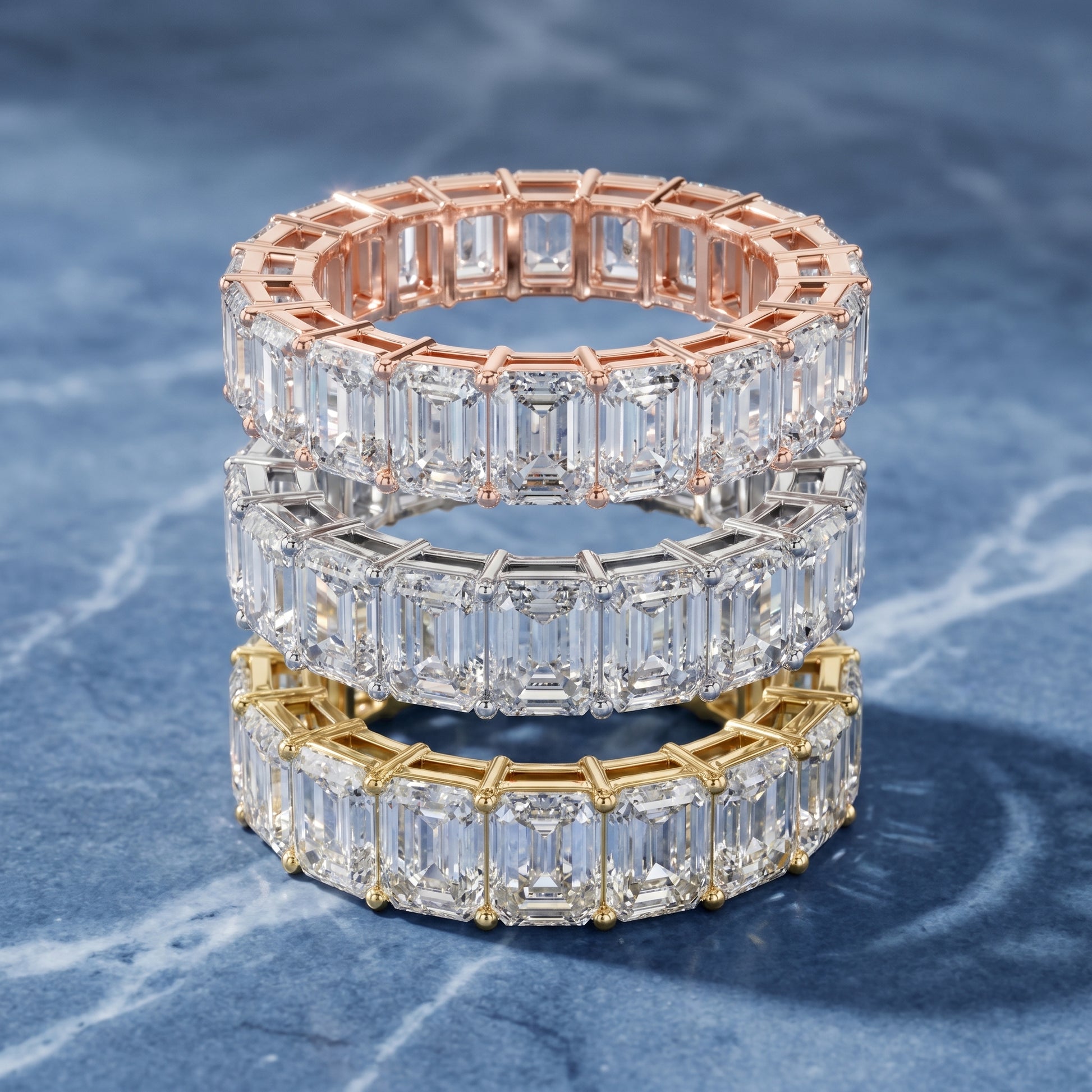 Emerald Cut Lab Grown Diamond Ring in Yellow Gold
