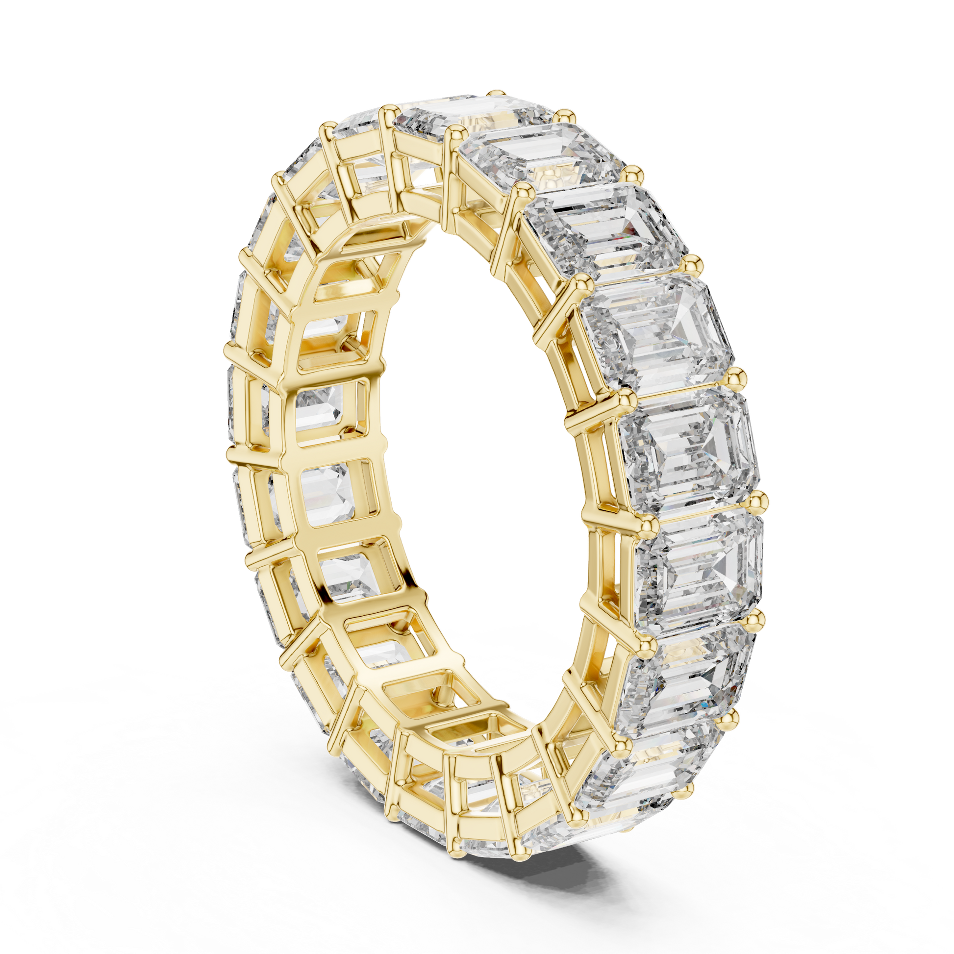 Emerald Cut Lab Grown Diamond Ring in Yellow Gold