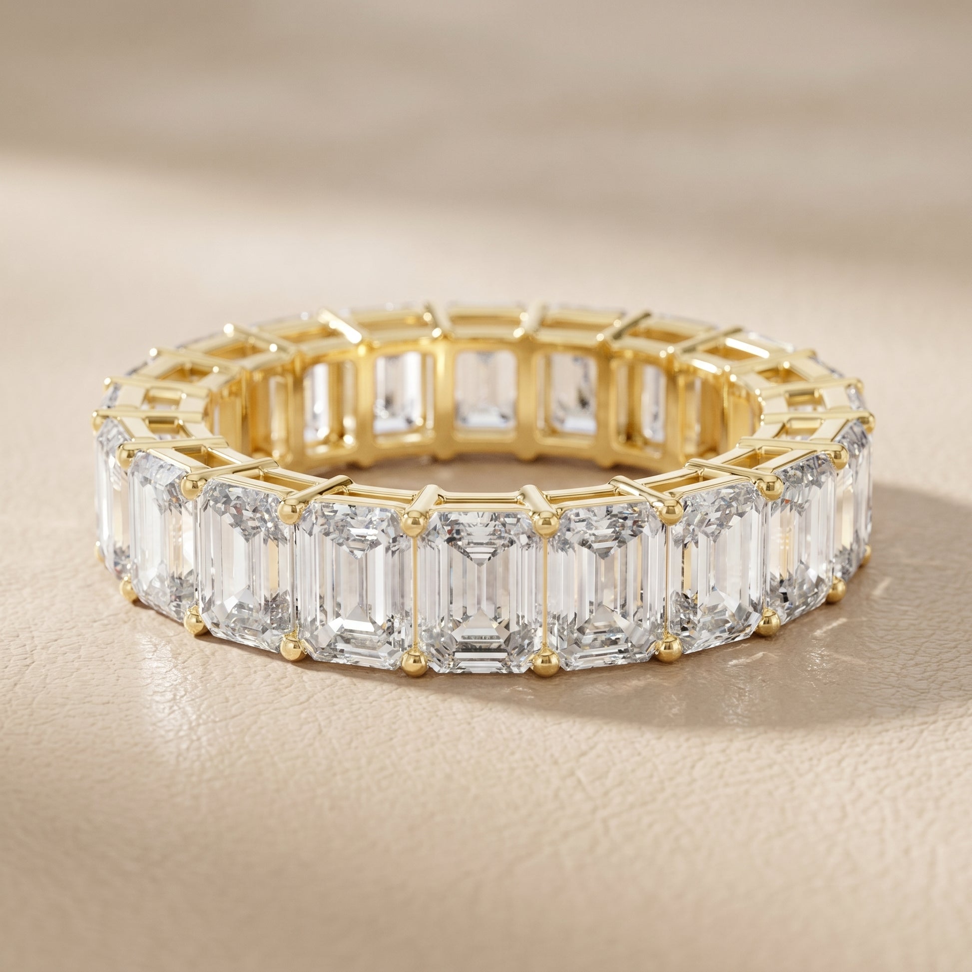 Emerald Cut Lab Grown Diamond Ring in Yellow Gold