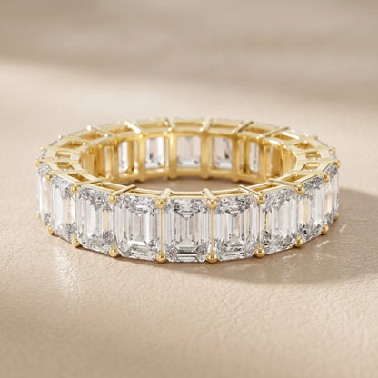 Emerald Cut Lab Grown Diamond Ring in Yellow Gold