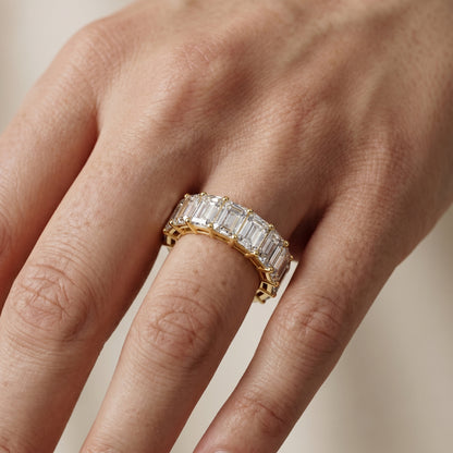 Emerald Cut Lab Grown Diamond Ring in Yellow Gold