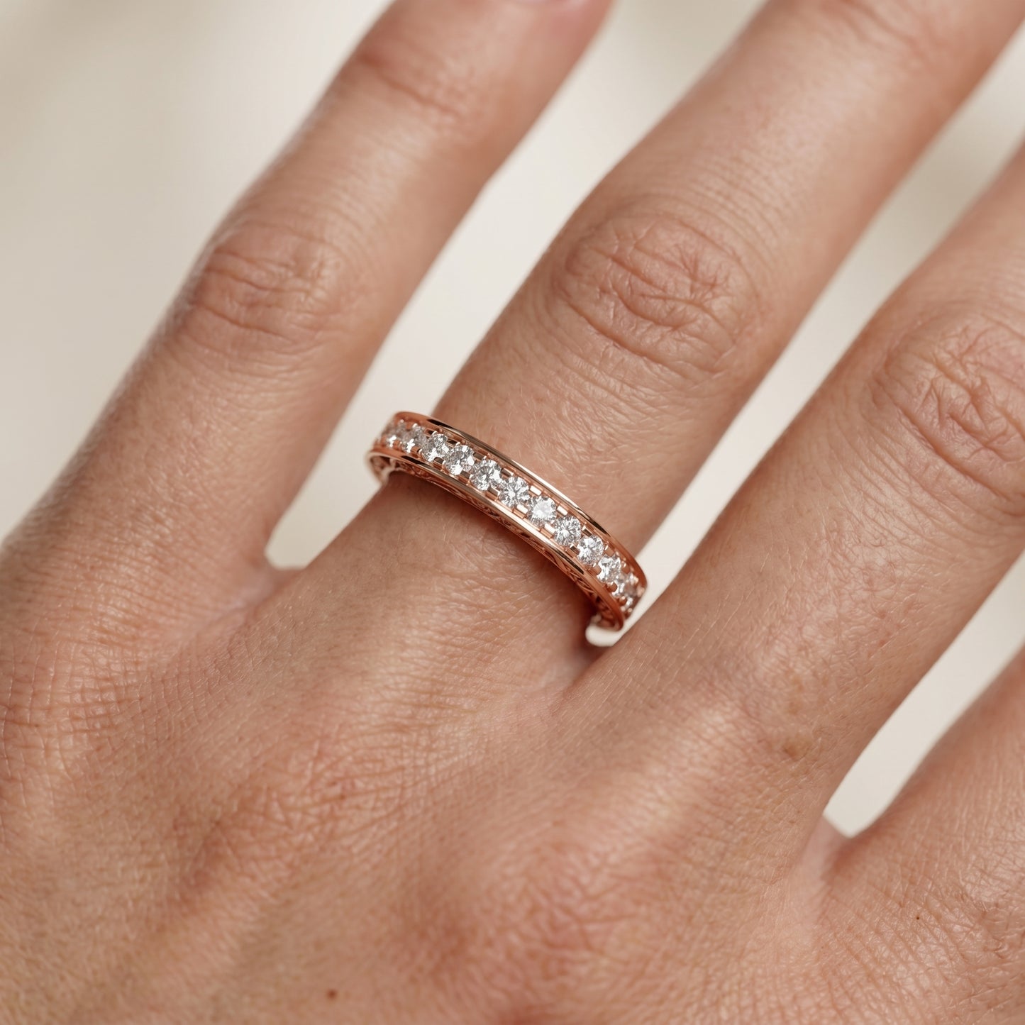 Round Cut Lab Grown Diamond Ring in Rose Gold