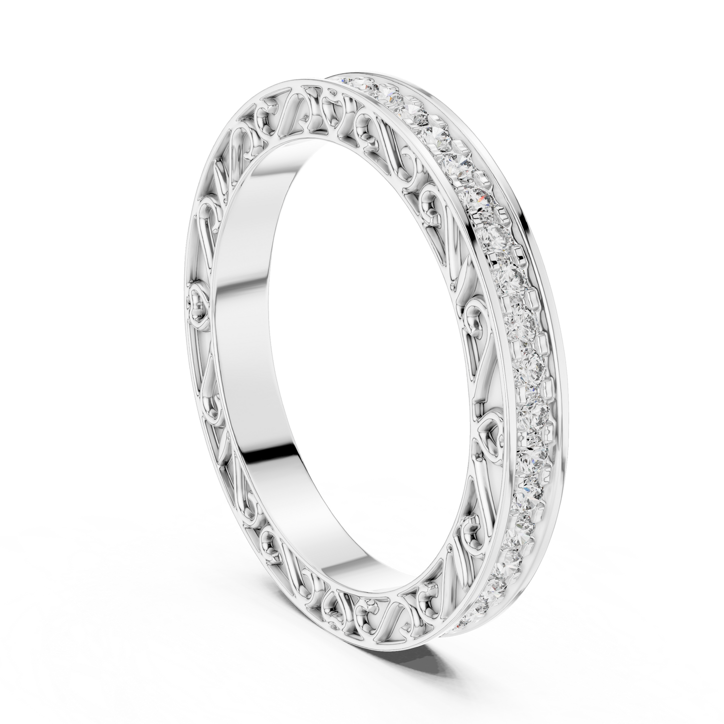 Round Cut Lab Grown Diamond Ring in Silver