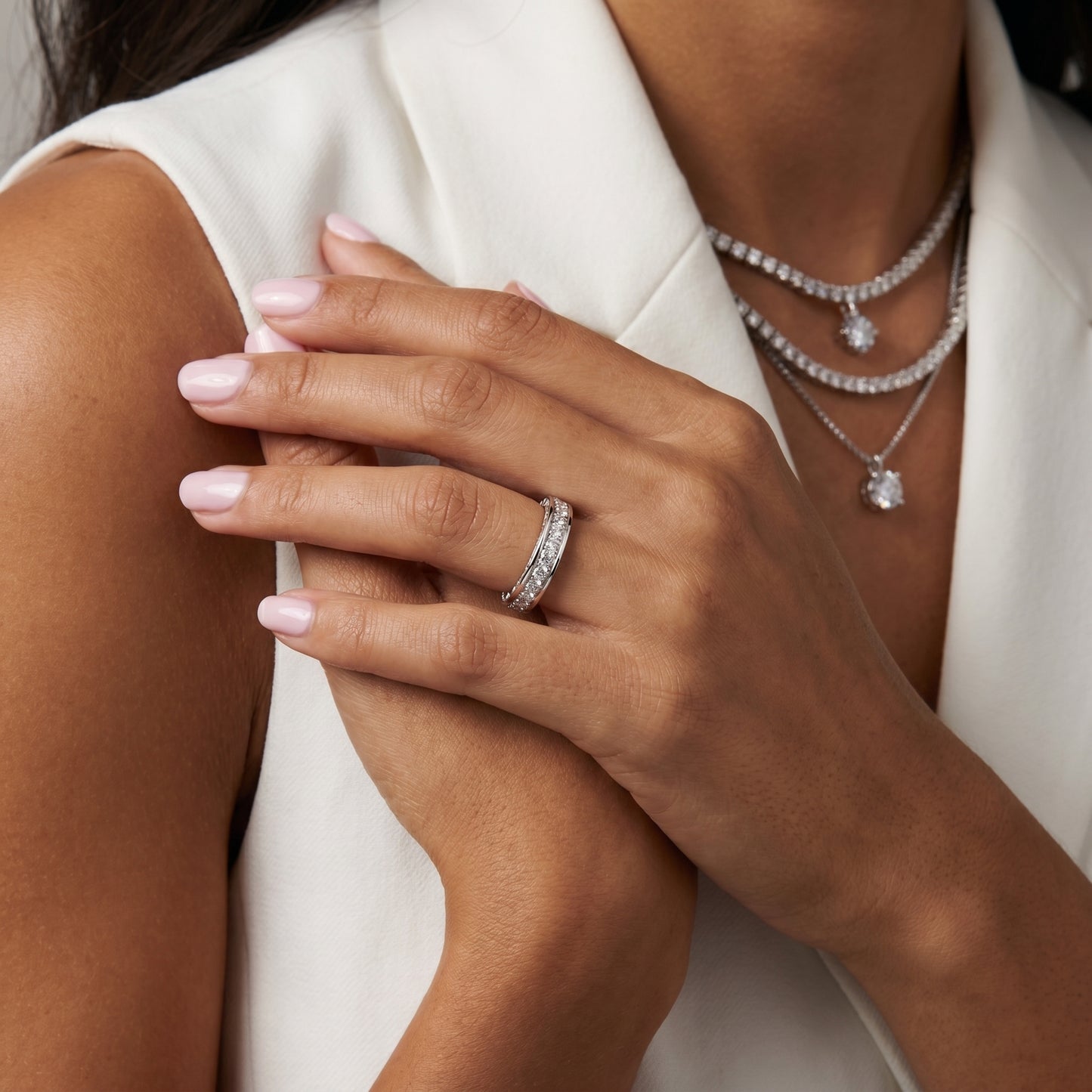 Round Cut Lab Grown Diamond Ring in White Gold