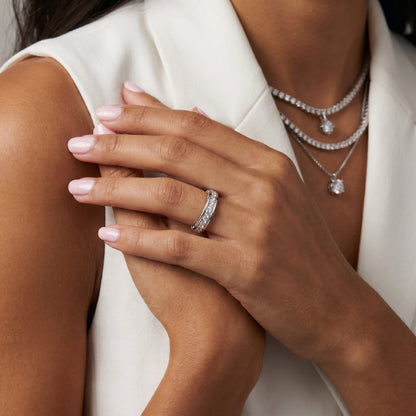 Round Cut Lab Grown Diamond Ring in White Gold