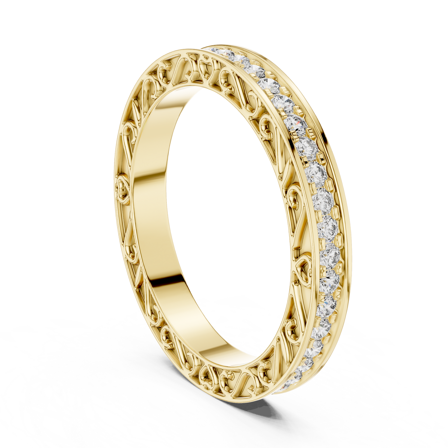 Round Cut Lab Grown Diamond Ring in Yellow Gold