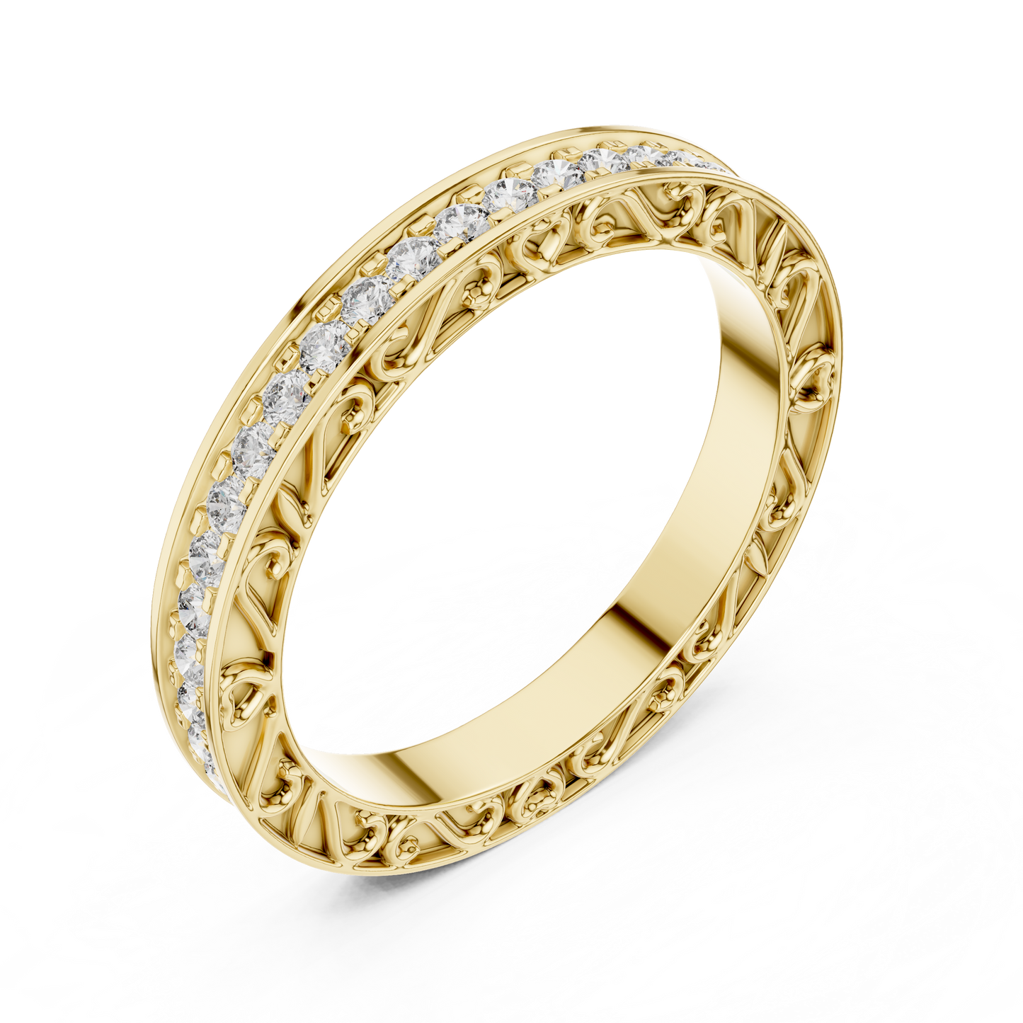Round Cut Lab Grown Diamond Ring in Yellow Gold