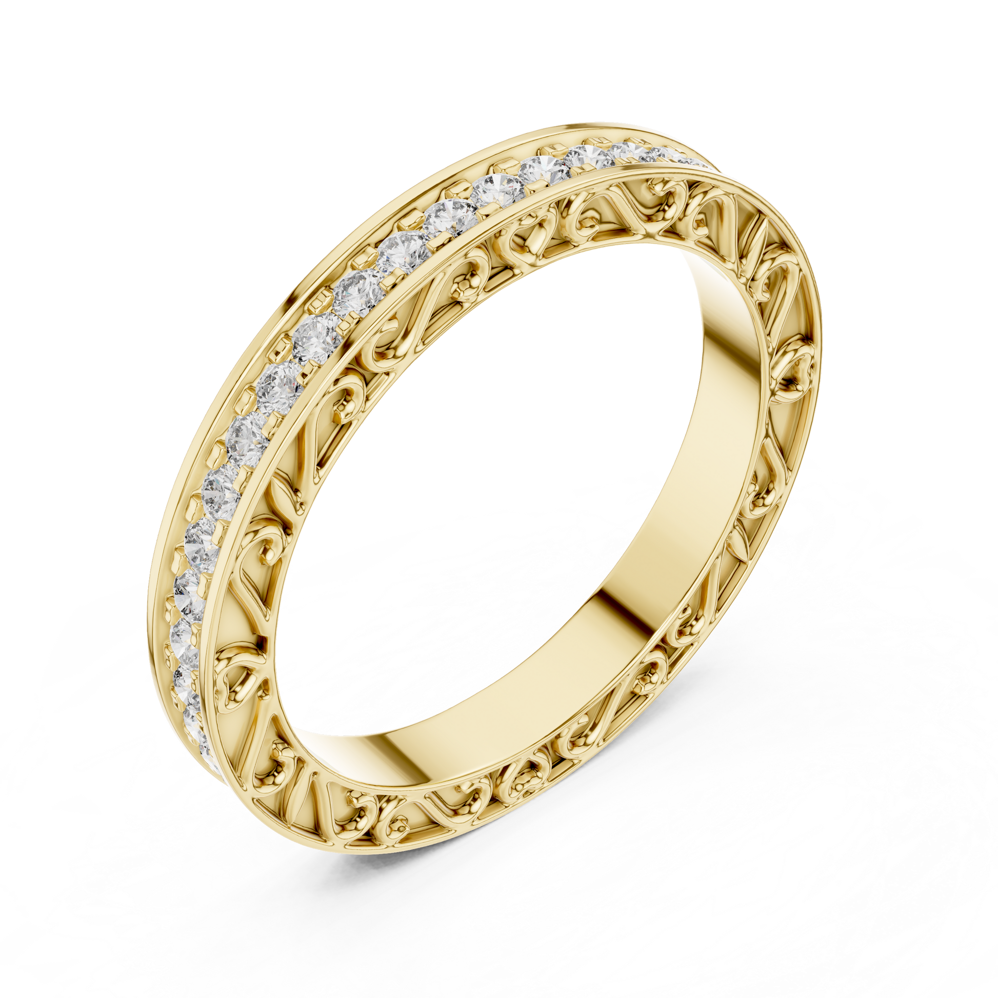 Round Cut Lab Grown Diamond Ring in Yellow Gold