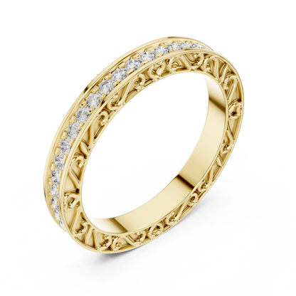 Round Cut Lab Grown Diamond Ring in Yellow Gold