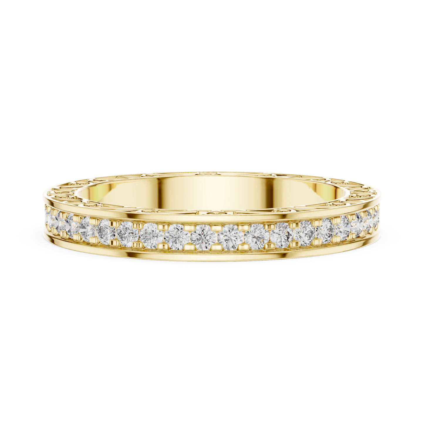 Round Cut Lab Grown Diamond Ring in Yellow Gold