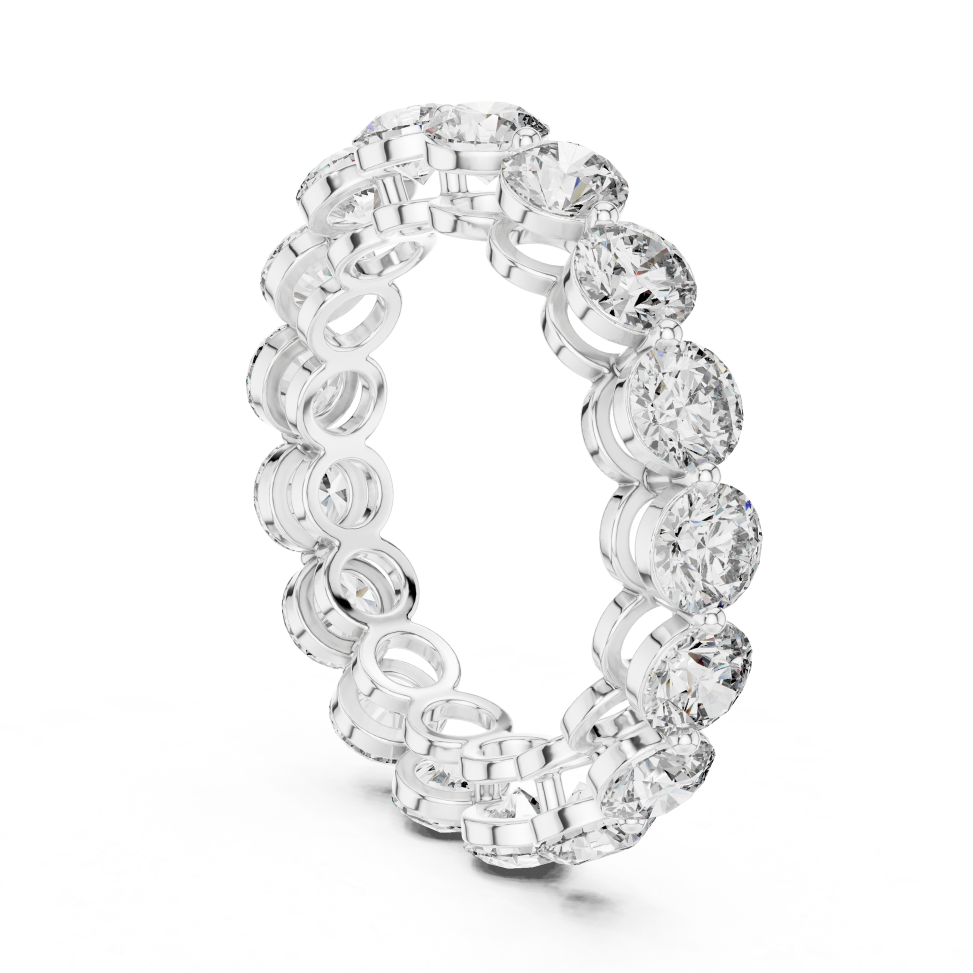 Round Cut Lab Grown Diamond Ring in Silver