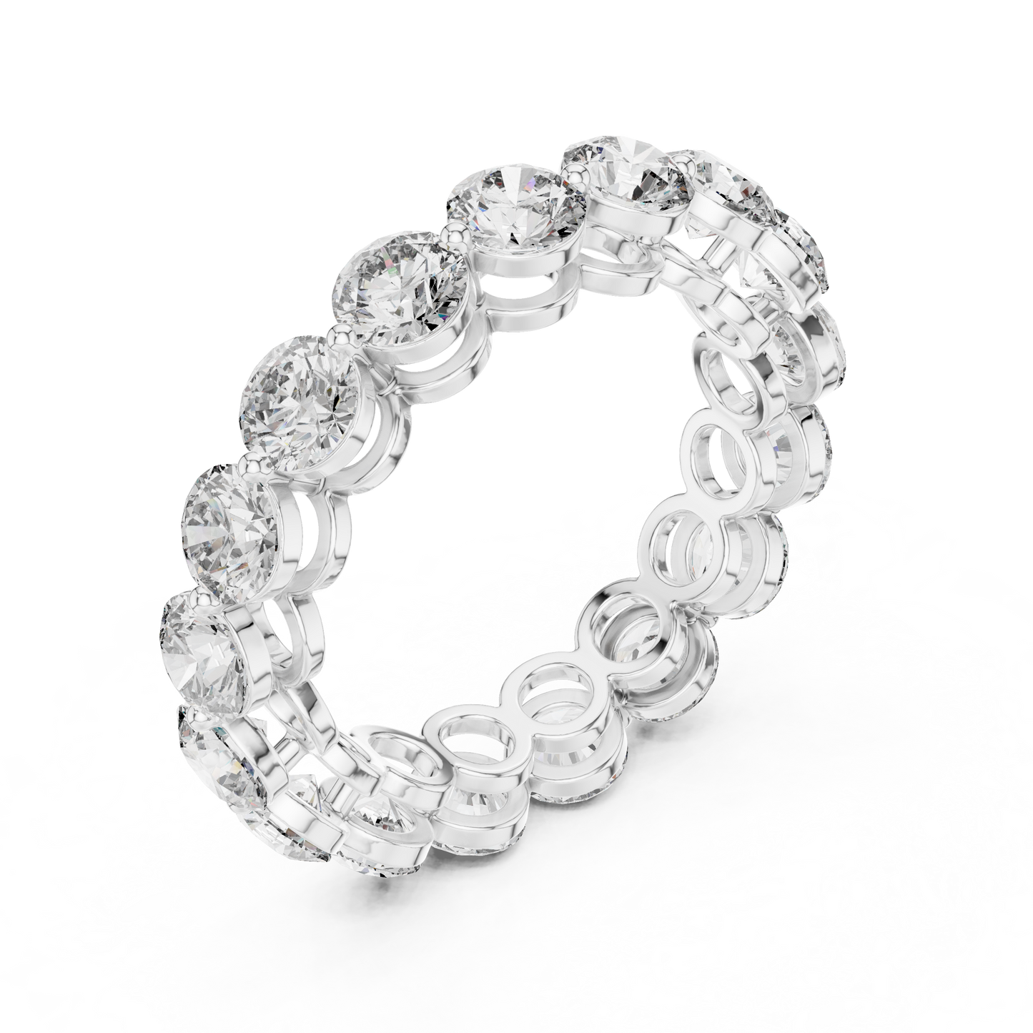 Round Cut Lab Grown Diamond Ring in Silver