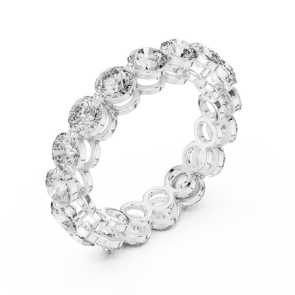 Round Cut Lab Grown Diamond Ring in Silver