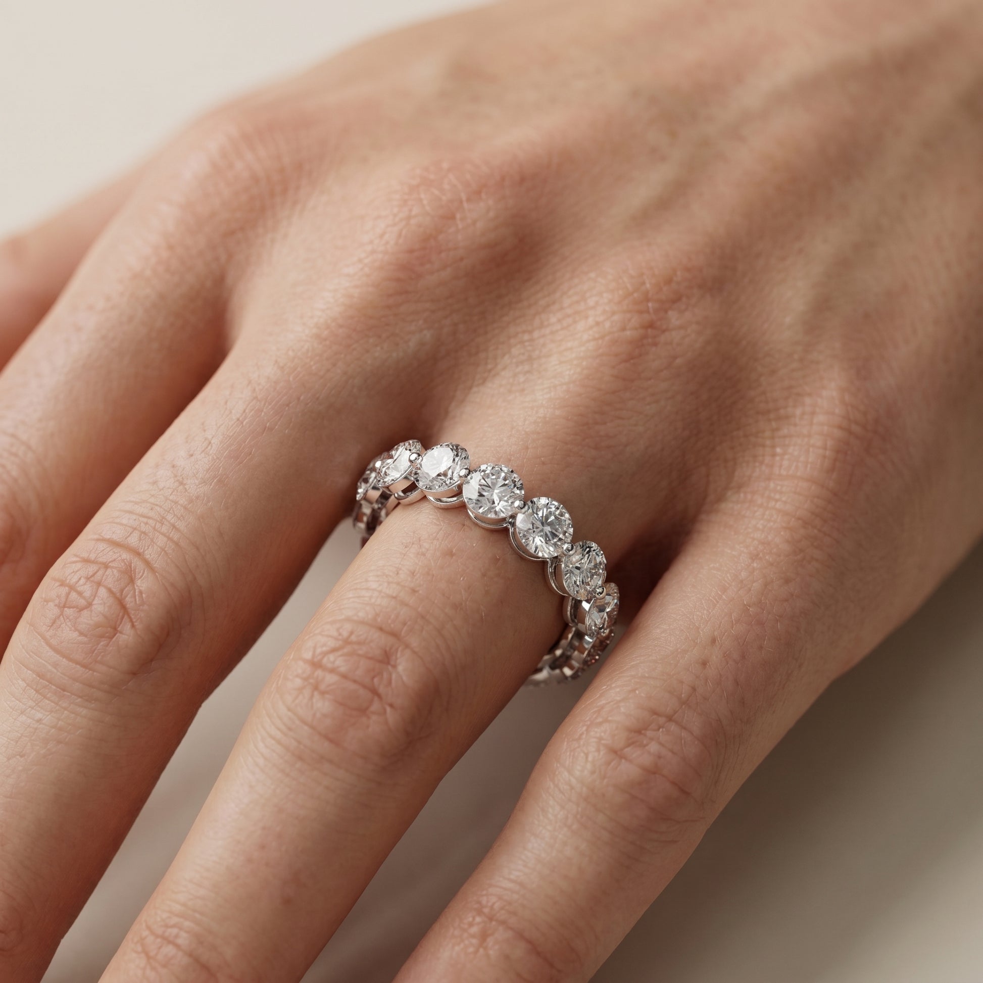Round Cut Lab Grown Diamond Ring in Platinum