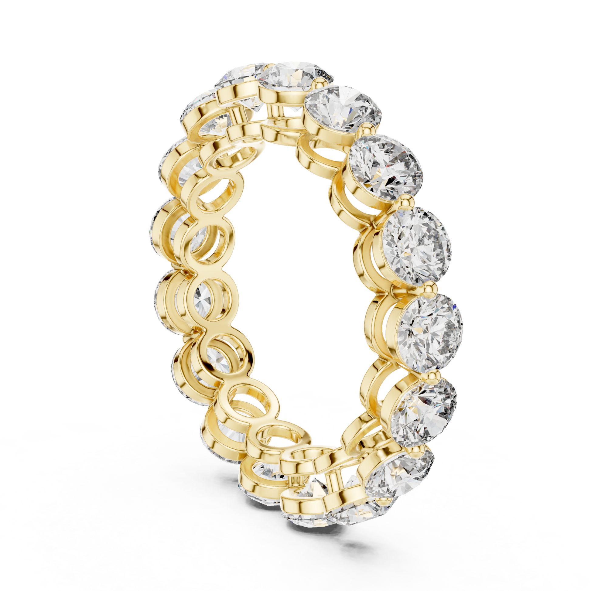 Round Cut Lab Grown Diamond Ring in Yellow Gold