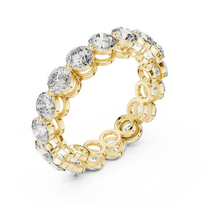 Round Cut Lab Grown Diamond Ring in Yellow Gold