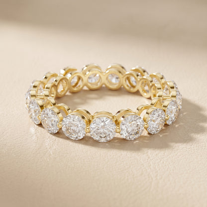 Round Cut Lab Grown Diamond Ring in Yellow Gold
