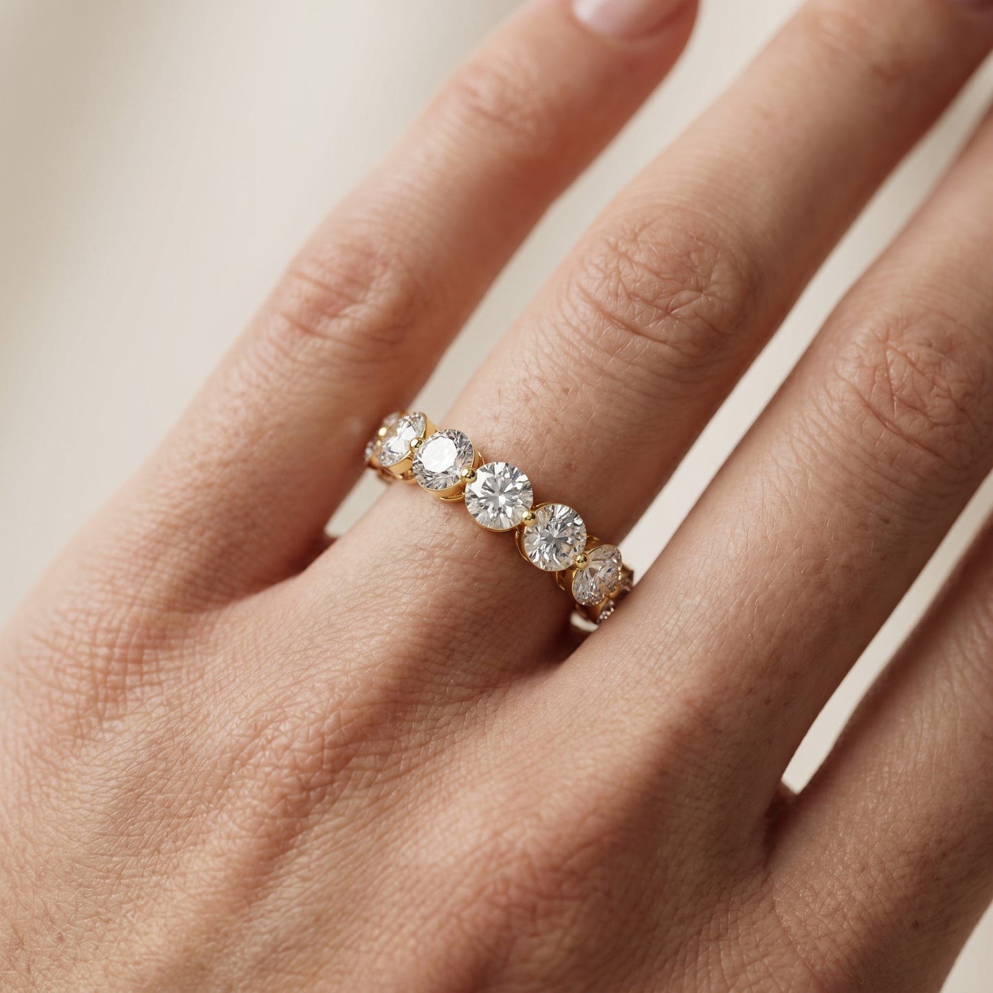 Round Cut Lab Grown Diamond Ring in Yellow Gold