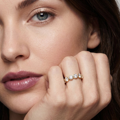 Round Cut Lab Grown Diamond Ring in Yellow Gold