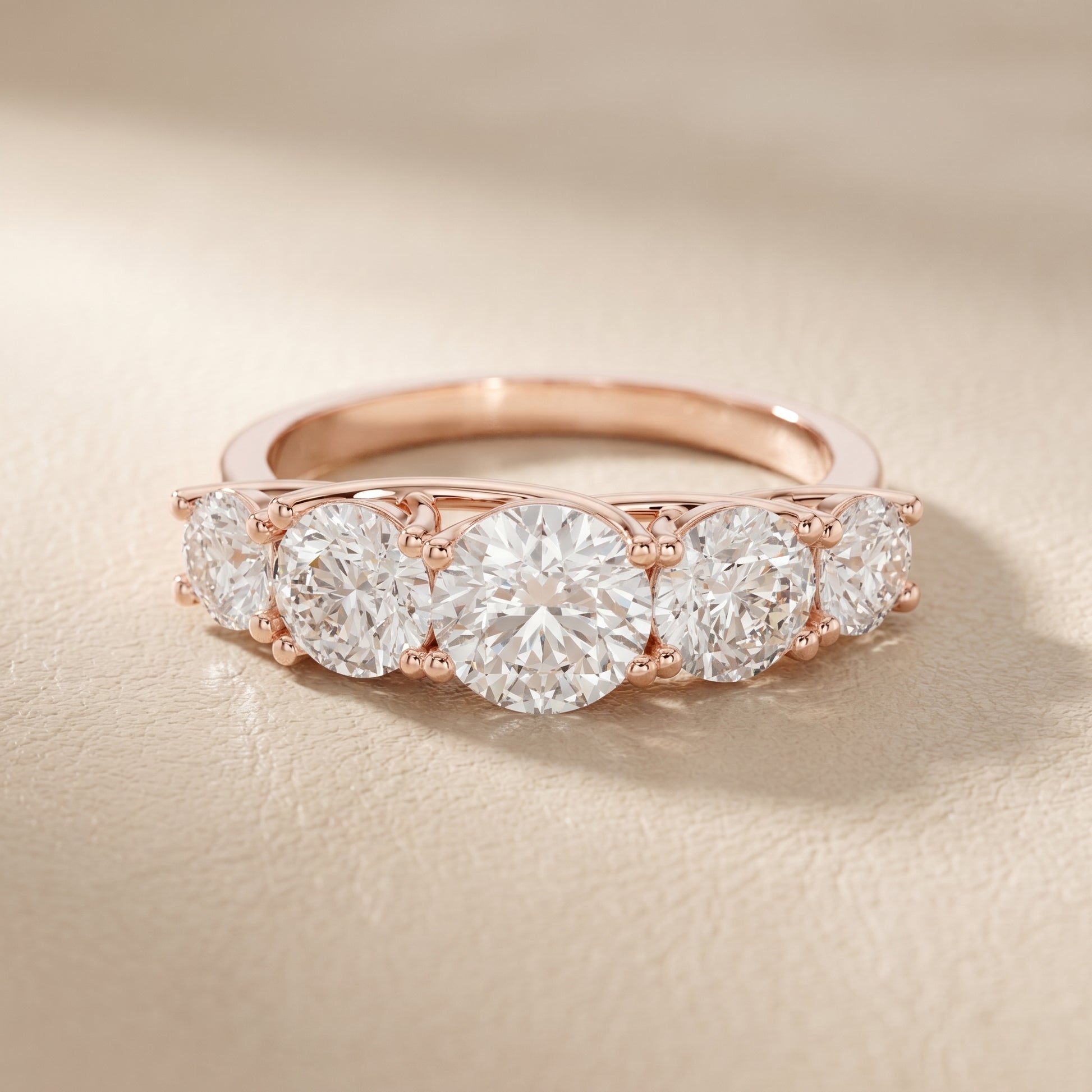 Round Cut Lab Grown Diamond Ring in Rose Gold