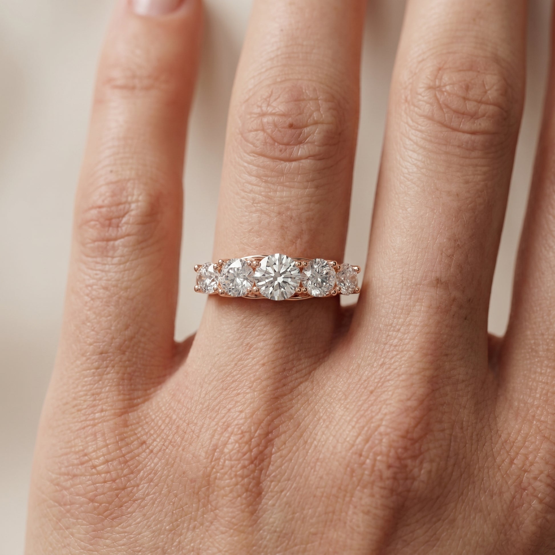 Round Cut Lab Grown Diamond Ring in Rose Gold