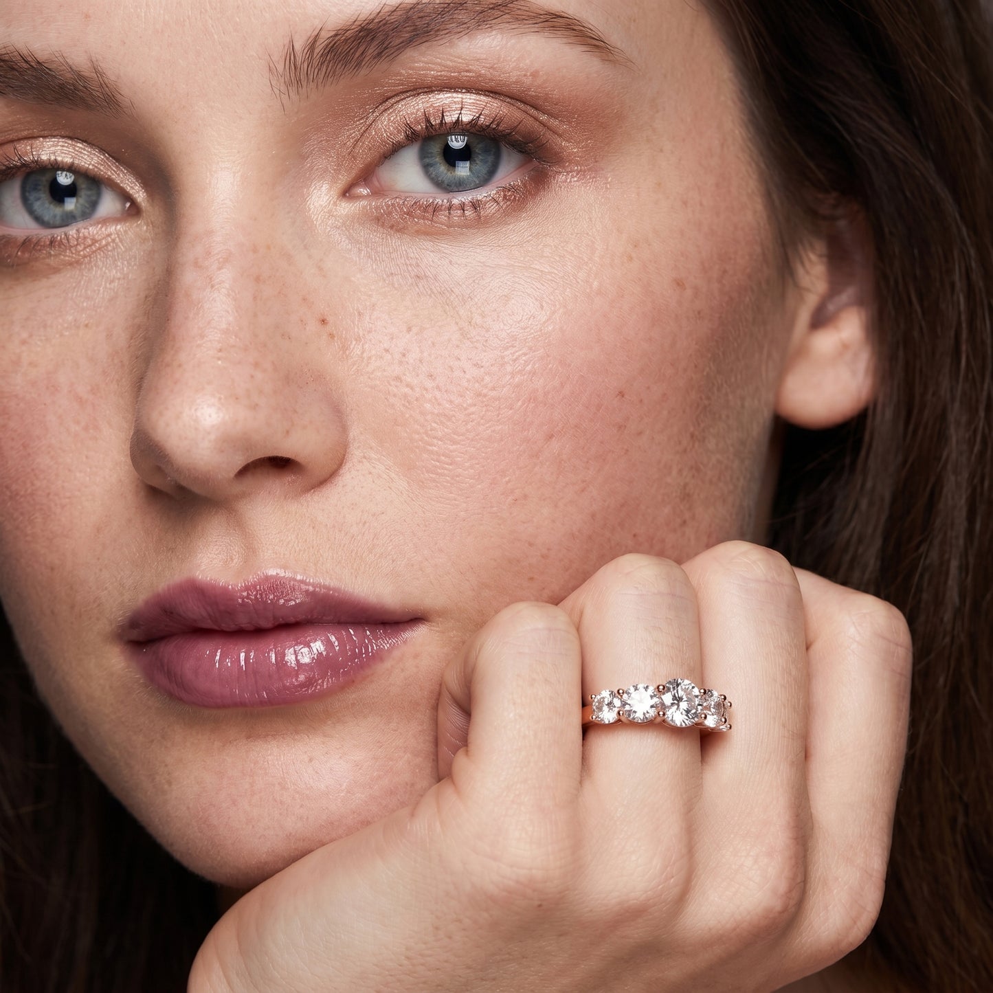 Round Cut Lab Grown Diamond Ring in Rose Gold
