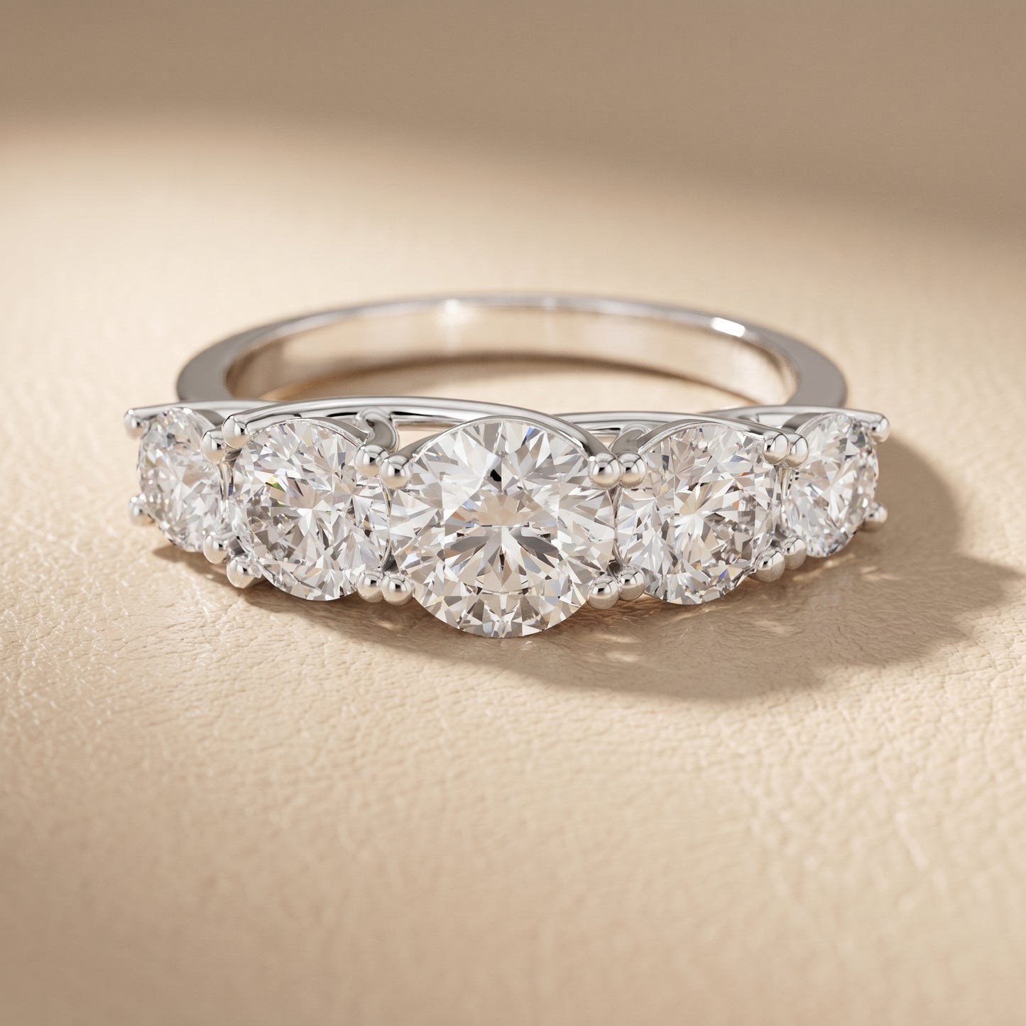 Round Cut Lab Grown Diamond Ring in Silver