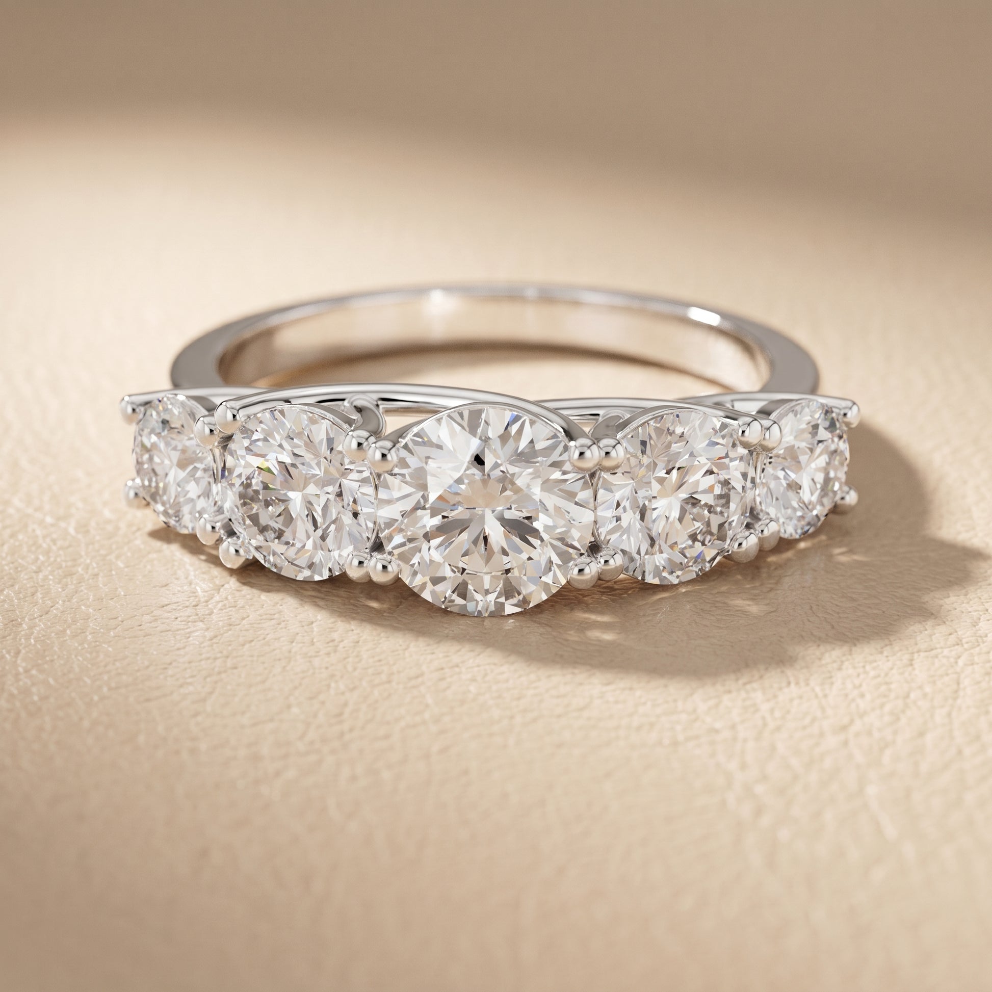 Round Cut Lab Grown Diamond Ring in Silver