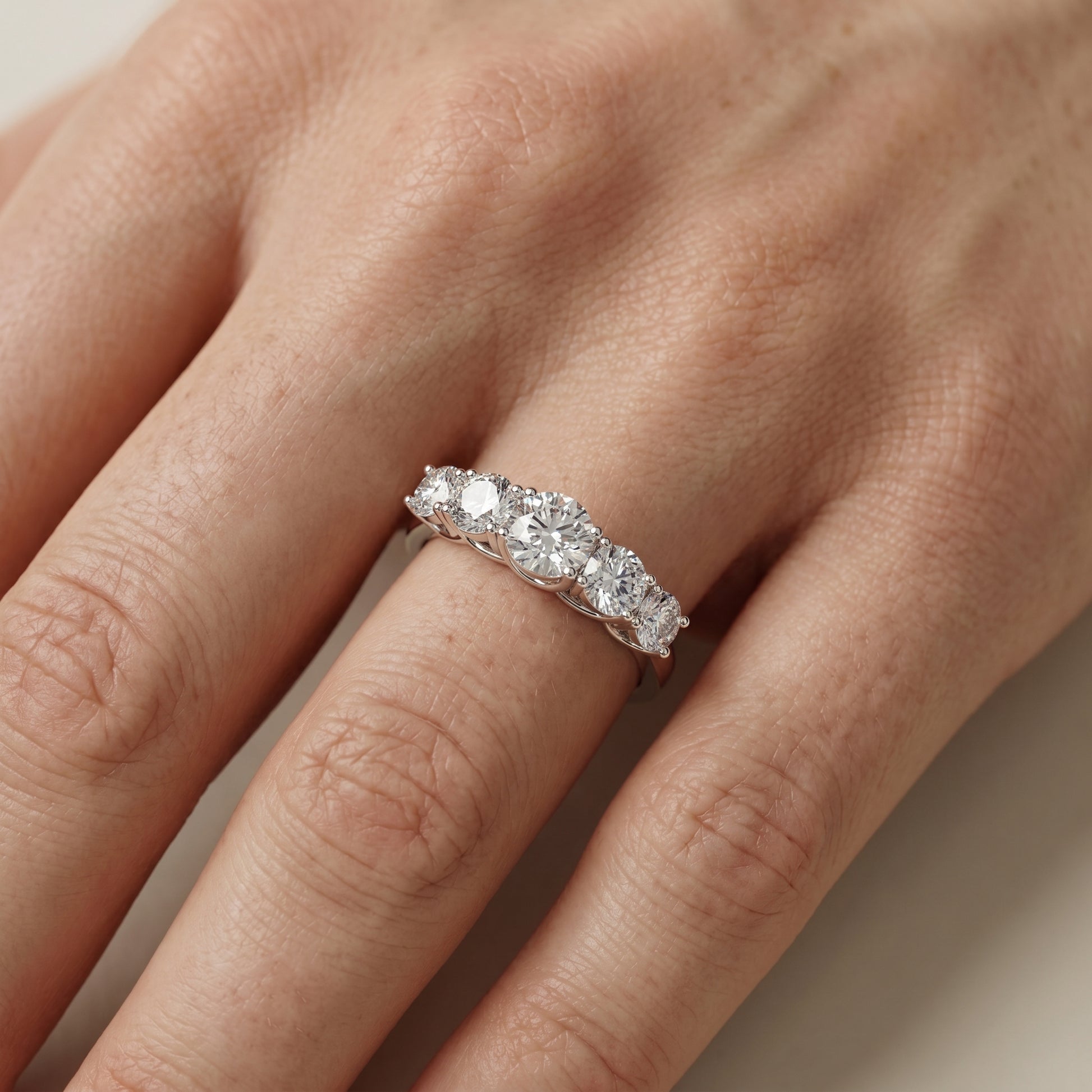 Round Cut Lab Grown Diamond Ring in Silver