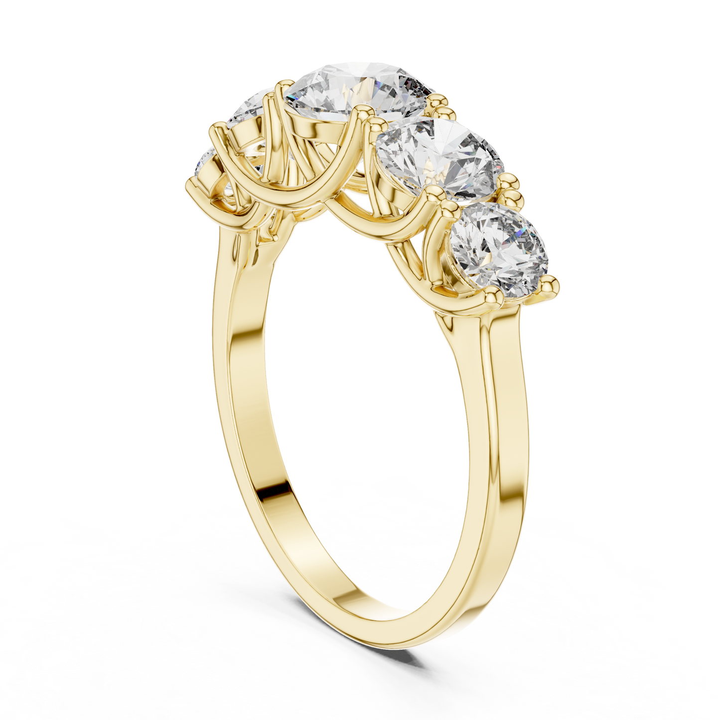 Round Cut Lab Grown Diamond Ring in Yellow Gold