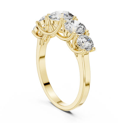 Round Cut Lab Grown Diamond Ring in Yellow Gold