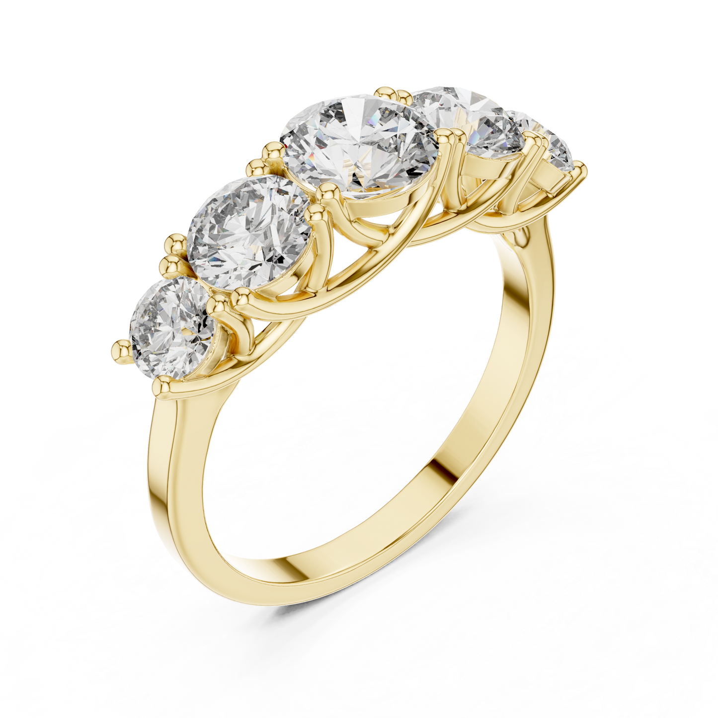 Round Cut Lab Grown Diamond Ring in Yellow Gold