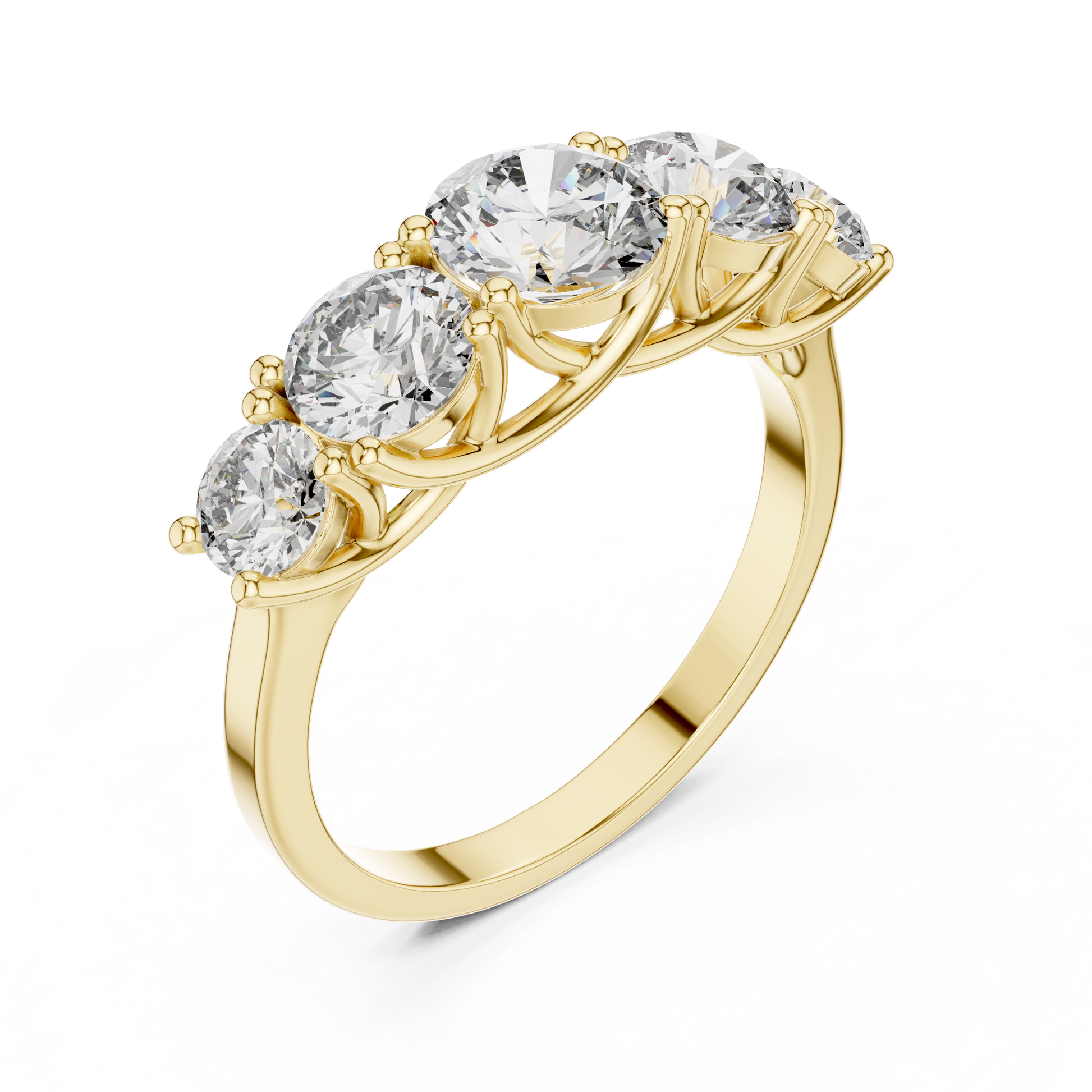 Round Cut Lab Grown Diamond Ring in Yellow Gold