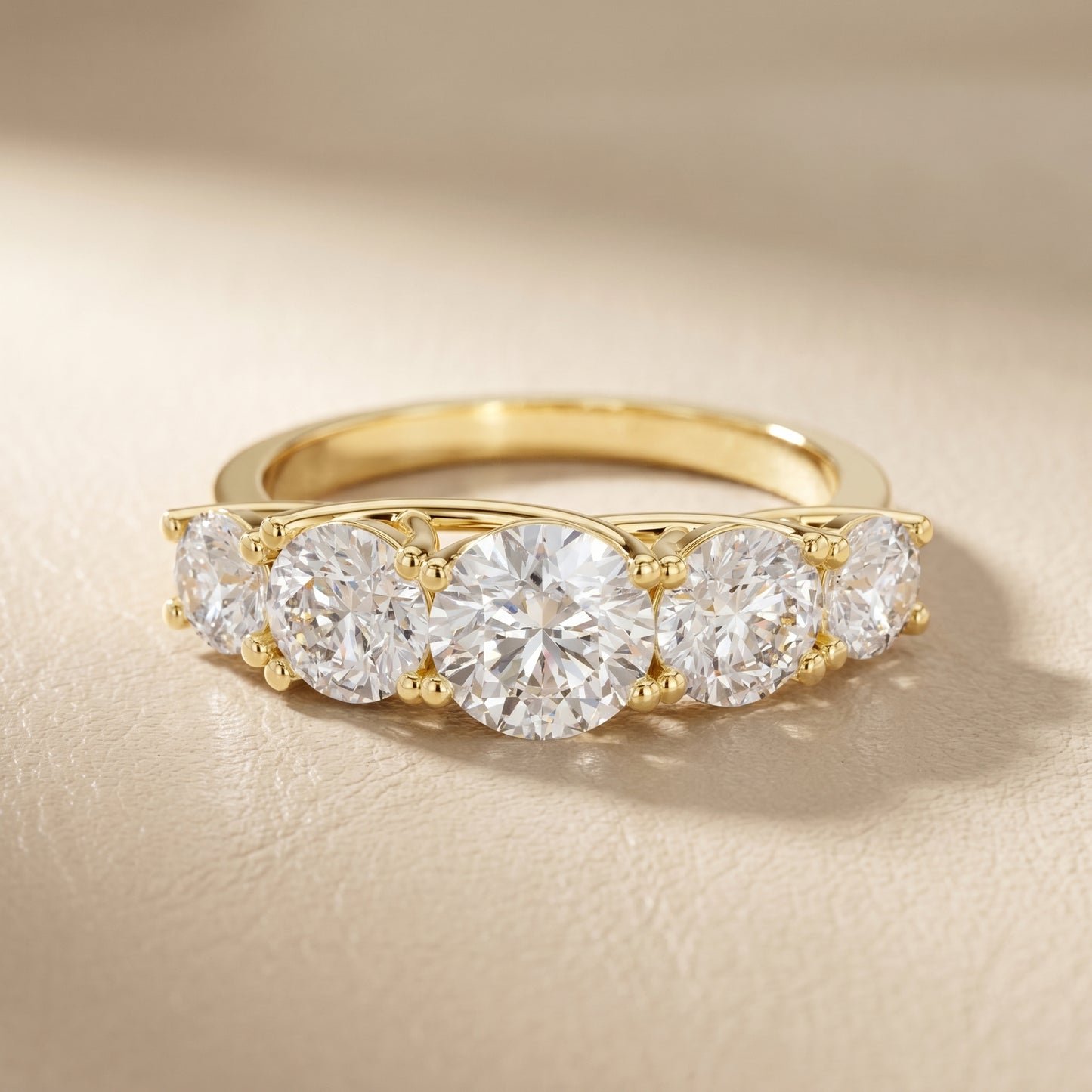 Round Cut Lab Grown Diamond Ring in Yellow Gold