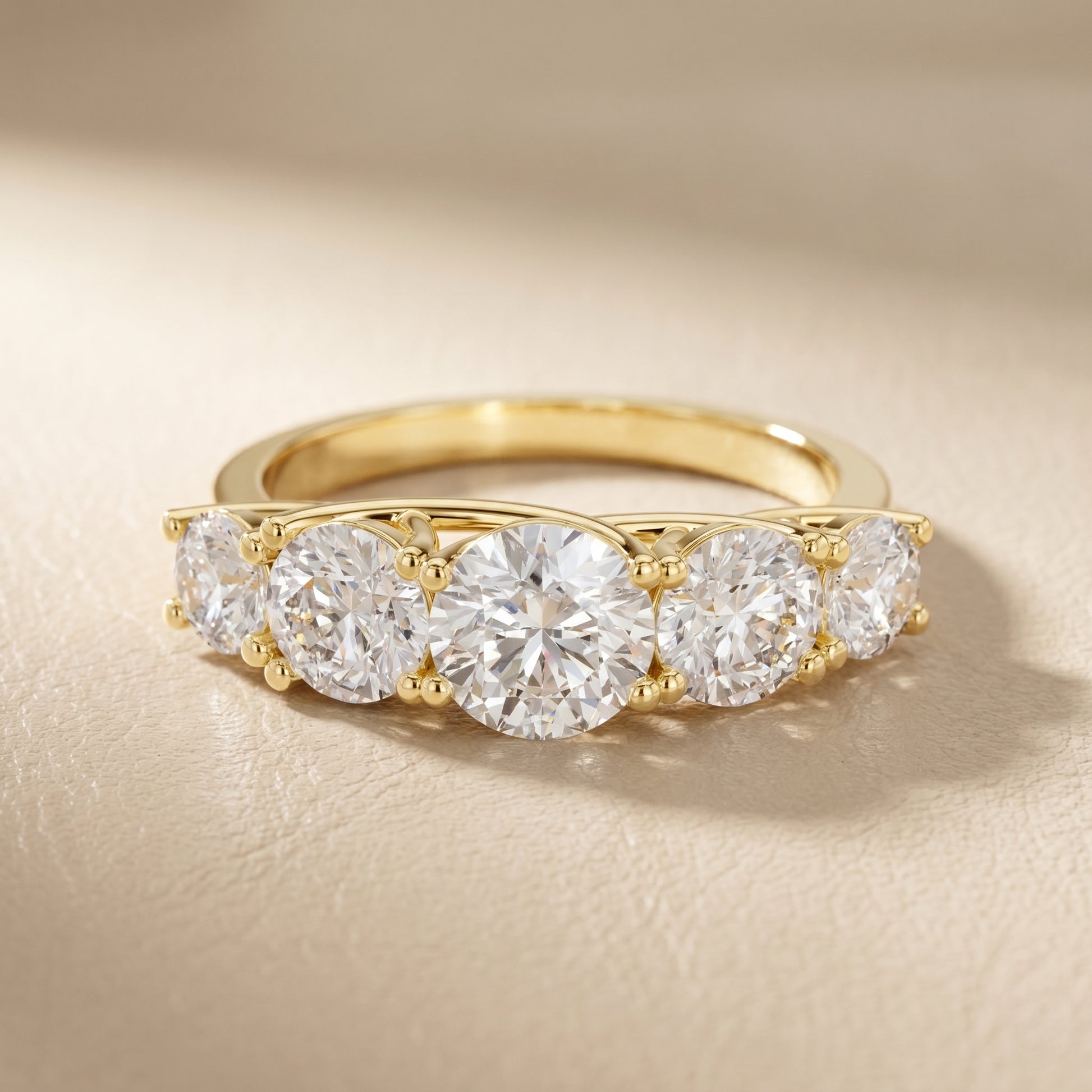 Round Cut Lab Grown Diamond Ring in Yellow Gold