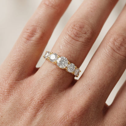 Round Cut Lab Grown Diamond Ring in Yellow Gold