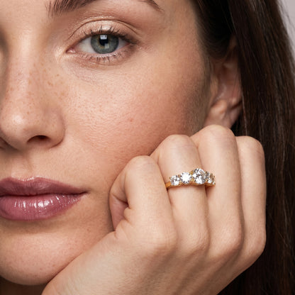 Round Cut Lab Grown Diamond Ring in Yellow Gold