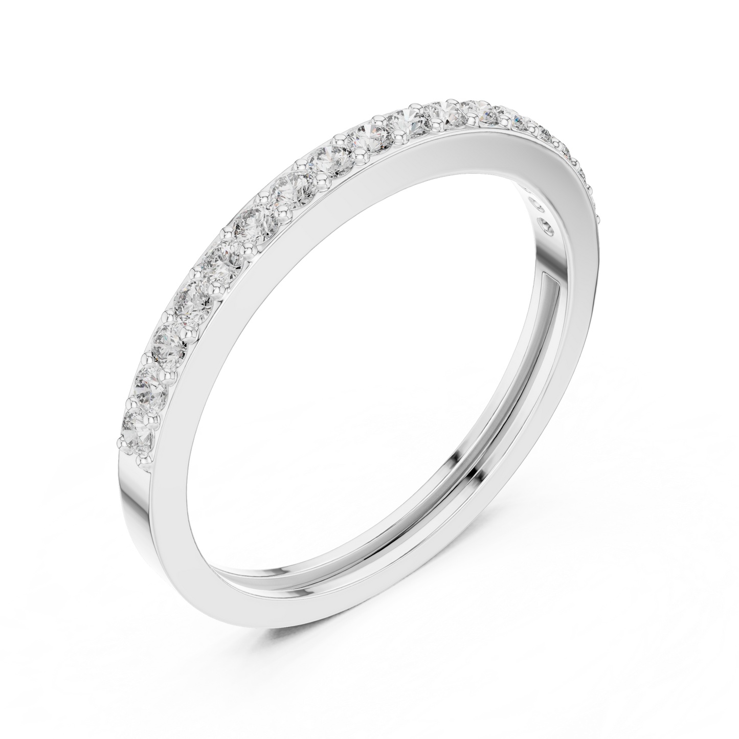 Round Cut Lab Grown Diamond Ring in Silver