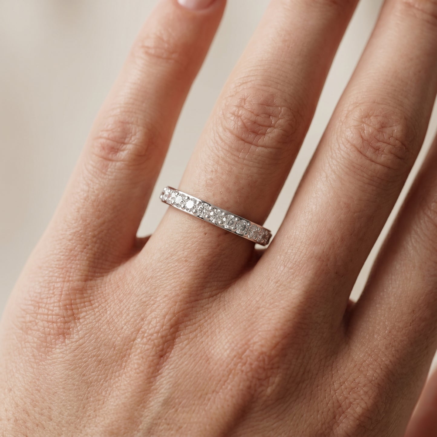 Round Cut Lab Grown Diamond Ring in White Gold