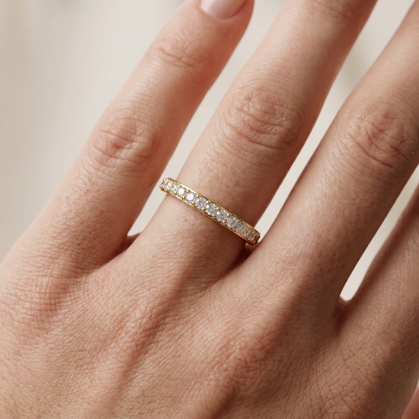 Round Cut Lab Grown Diamond Ring in Yellow Gold